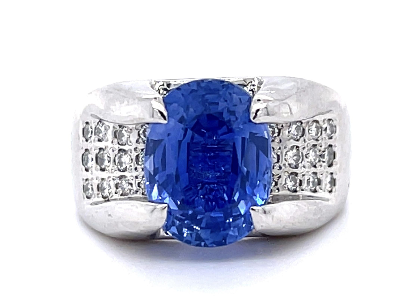 4.83ct Ceylon Sapphire .57ct Diamond Platinum Ring 18.99g 6.50 Size