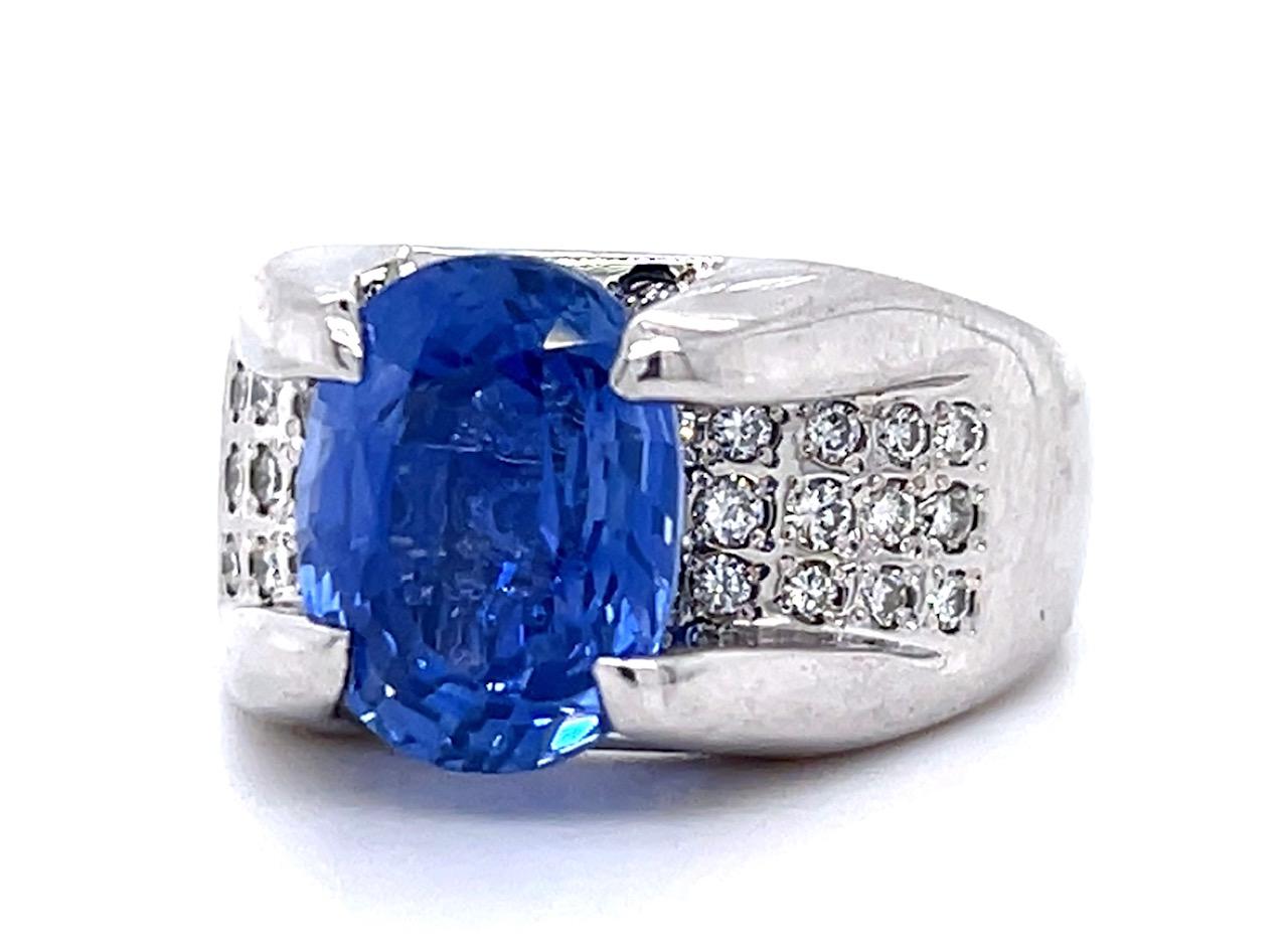 4.83ct Ceylon Sapphire .57ct Diamond Platinum Ring 18.99g 6.50 Size