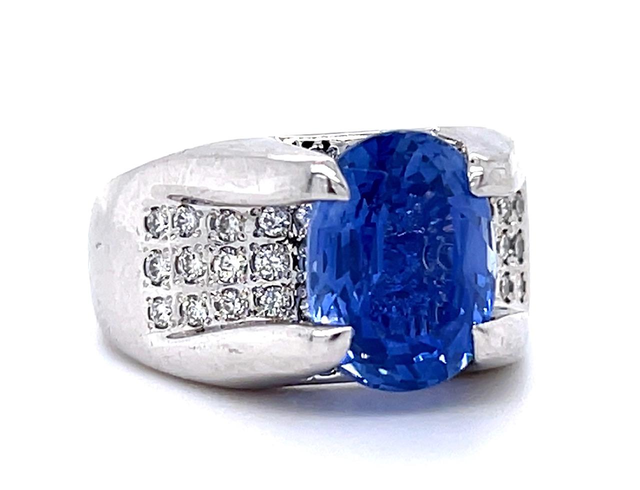 4.83ct Ceylon Sapphire .57ct Diamond Platinum Ring 18.99g 6.50 Size