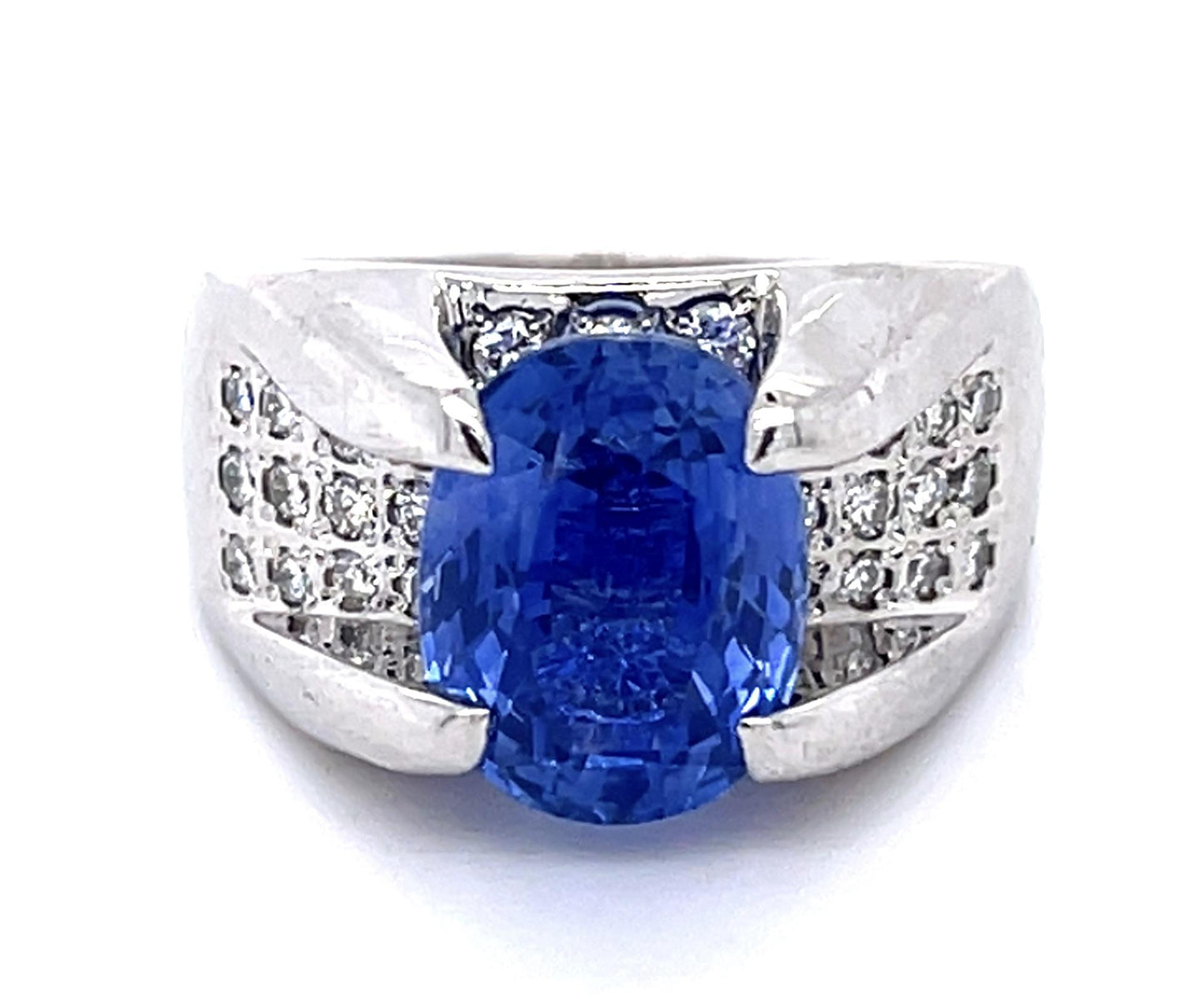 4.83ct Ceylon Sapphire .57ct Diamond Platinum Ring 18.99g 6.50 Size