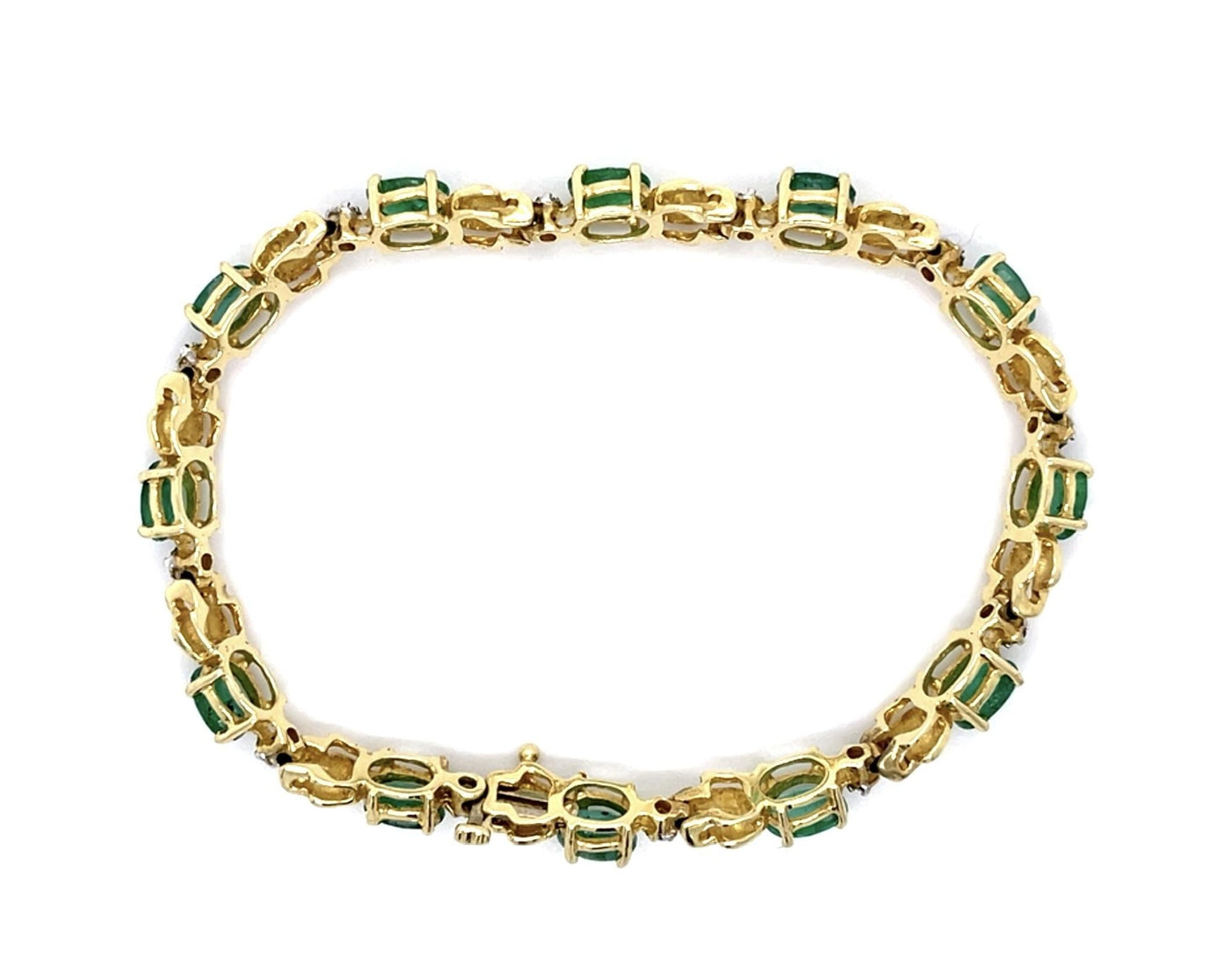 10ct Emerald .24ct Diamond 14KY Bracelet 11.50g 7"