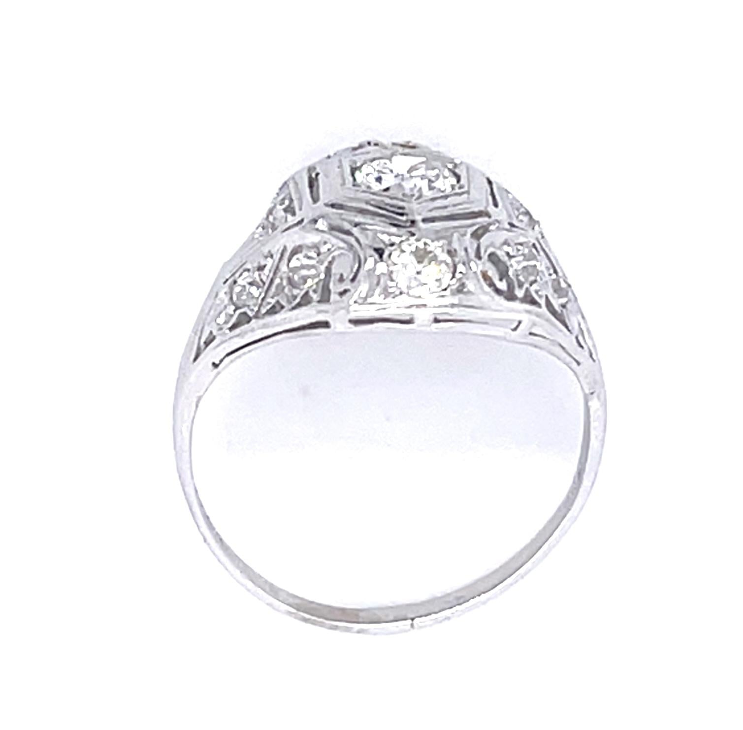 Art Deco .50ct Diamond platinum Ring (Antique 1920s) 3.06g 5.50 Size
