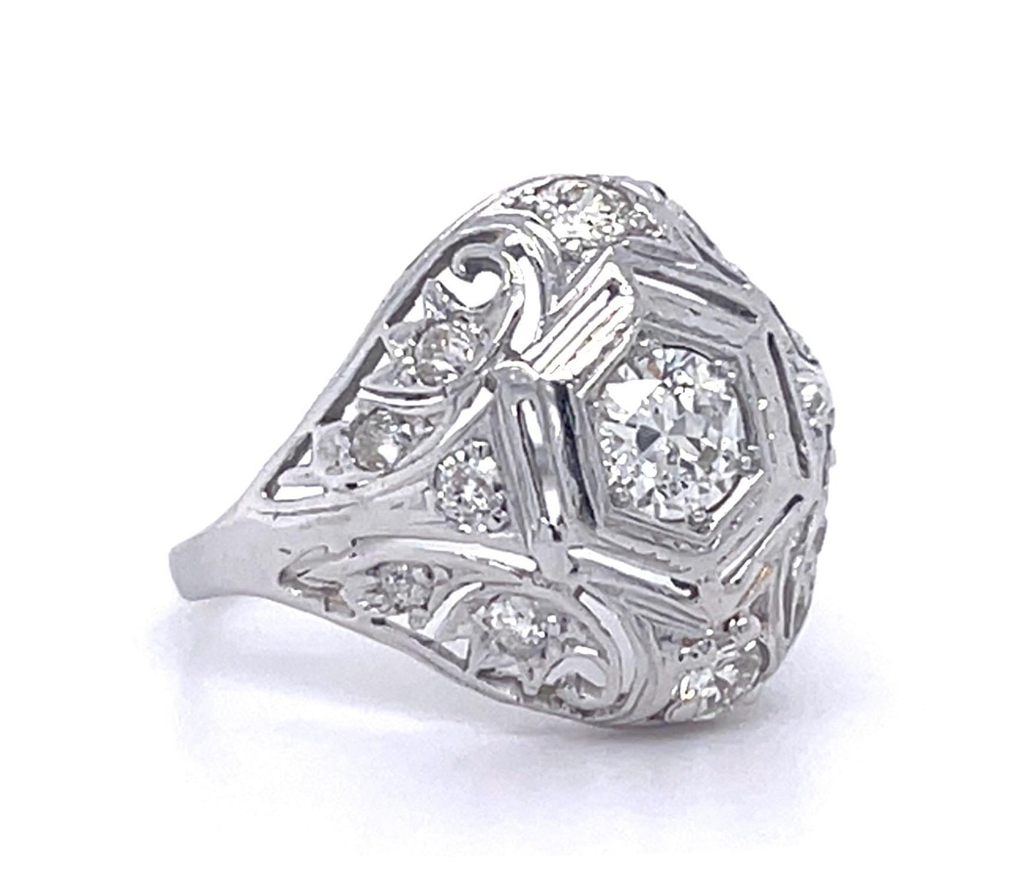 Art Deco .50ct Diamond platinum Ring (Antique 1920s) 3.06g 5.50 Size
