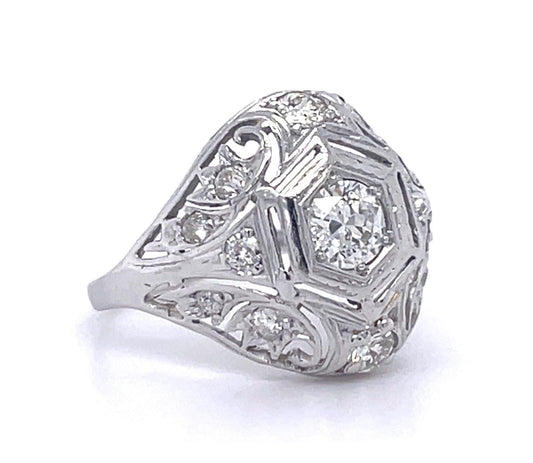 Art Deco .50ct Diamond platinum Ring (Antique 1920s) 3.06g 5.50 Size
