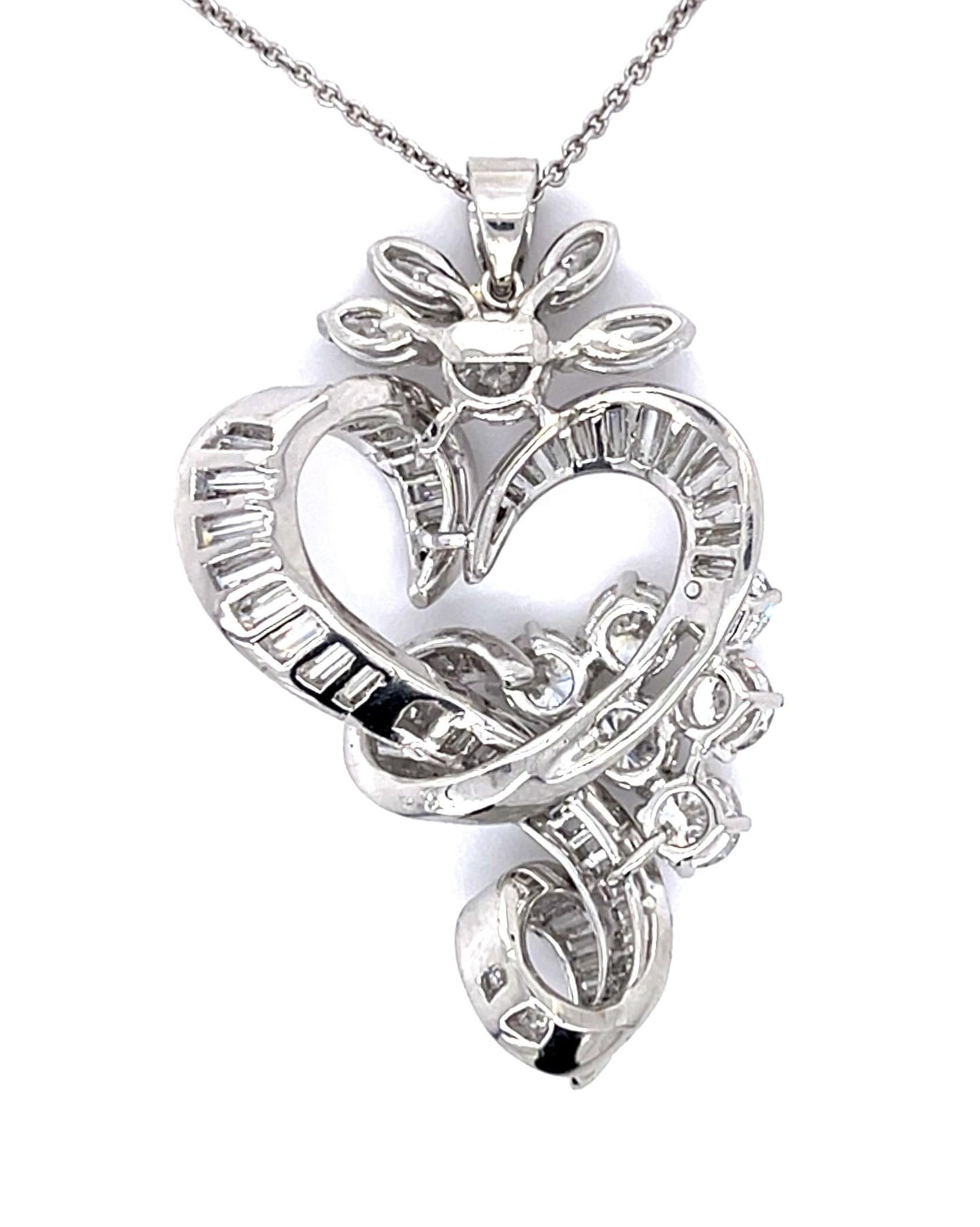 2.96ct (7 Round Dia) 2.75ct (56 Baguette Dia) .66ct (4 Marquise Dia) PT Pendant