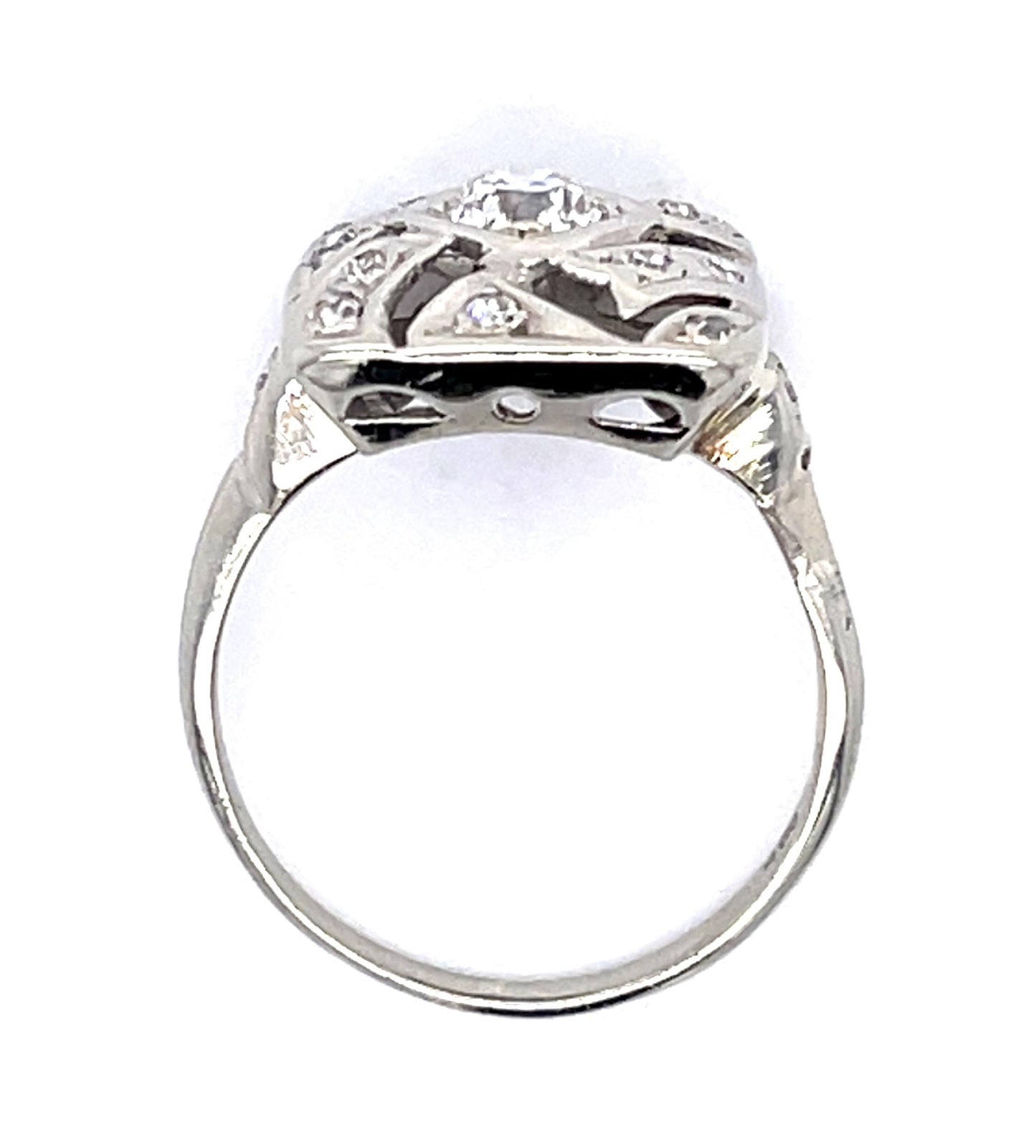 Art Deco .40ct Old European Diamond 14KW (Vintage 1930s) 3g 6.25 Size