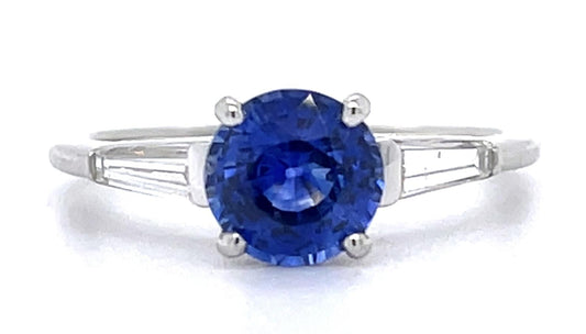 1.44ct Sapphire & .36ctw Diamond Ring (Estate 1960s)