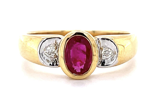 18KY Ruby &  Diamond Ring 0.60ct(rby) 0.08ct twt(dia) ESTATE  Size 6