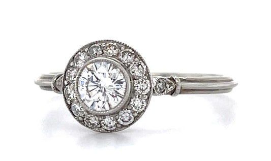 .37ct Round Diamond PT Halo Ring .36ct SD 2.51g 7 Size