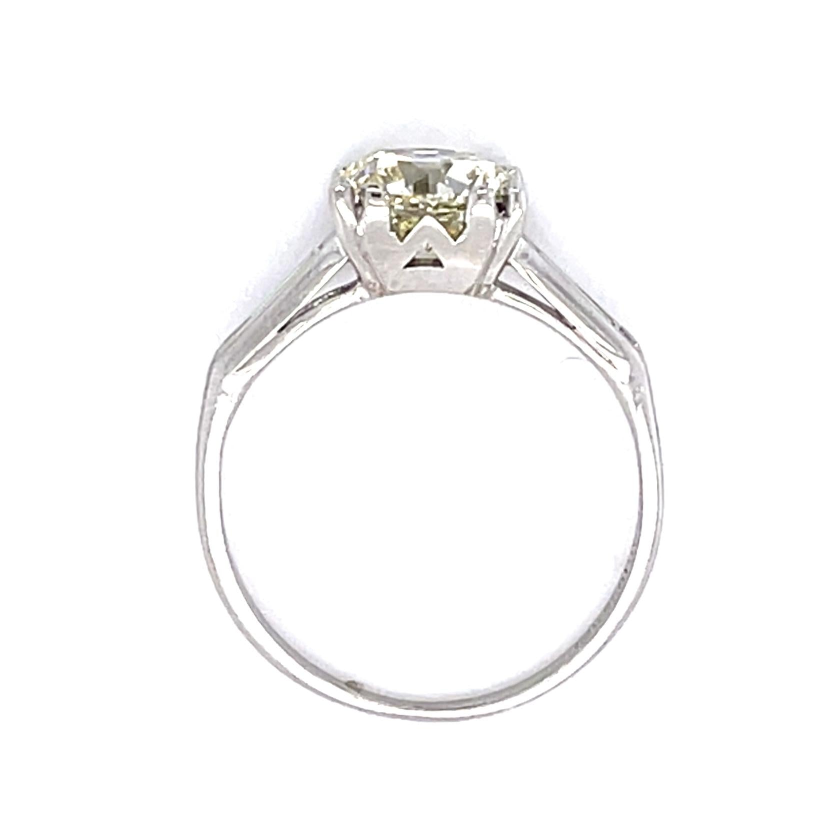 Original Art Deco 1.77ct O/VVS2 Old Euro Diamond Platinum Ring (Antique 1930s)