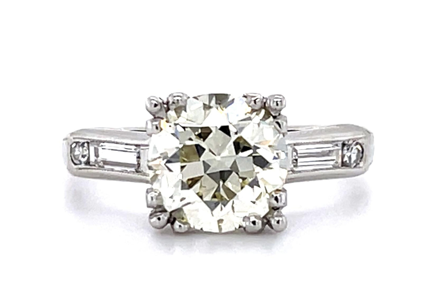 Original Art Deco 1.77ct O/VVS2 Old Euro Diamond Platinum Ring (Antique 1930s)