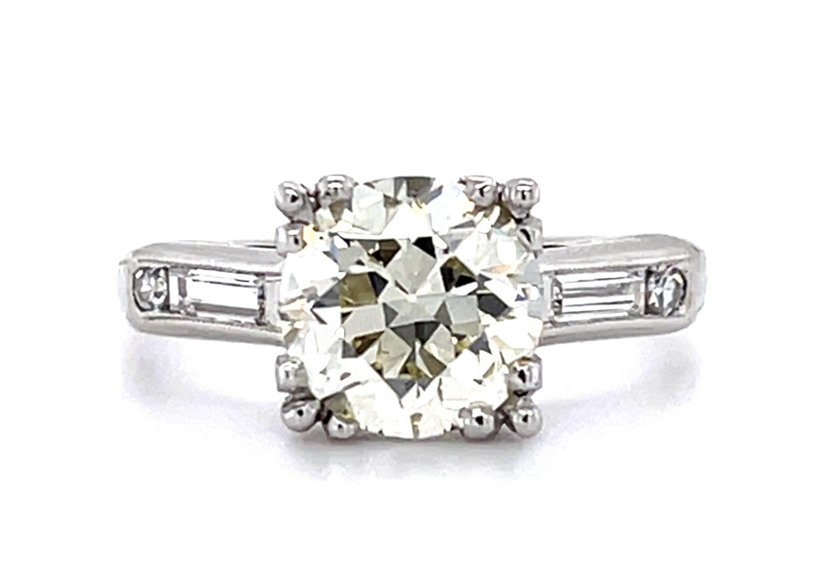 Original Art Deco 1.77ct O/VVS2 Old Euro Diamond Platinum Ring (Antique 1930s)