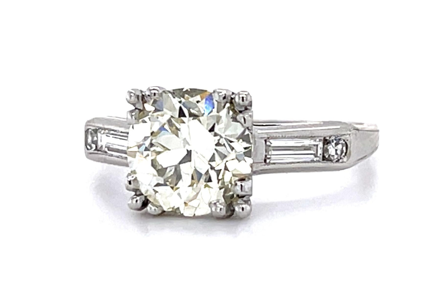 Original Art Deco 1.77ct O/VVS2 Old Euro Diamond Platinum Ring (Antique 1930s)