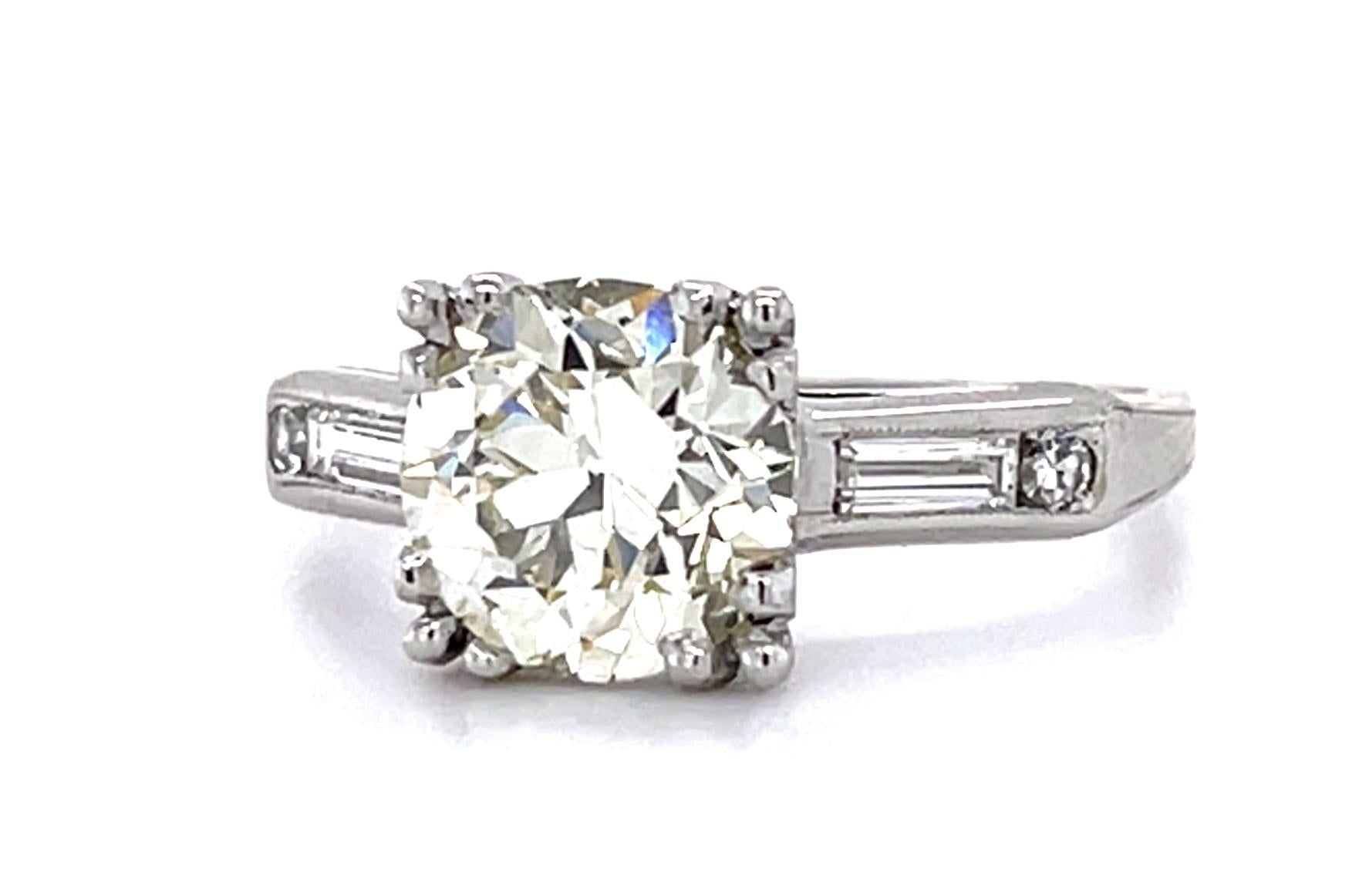 Original Art Deco 1.77ct O/VVS2 Old Euro Diamond Platinum Ring (Antique 1930s)