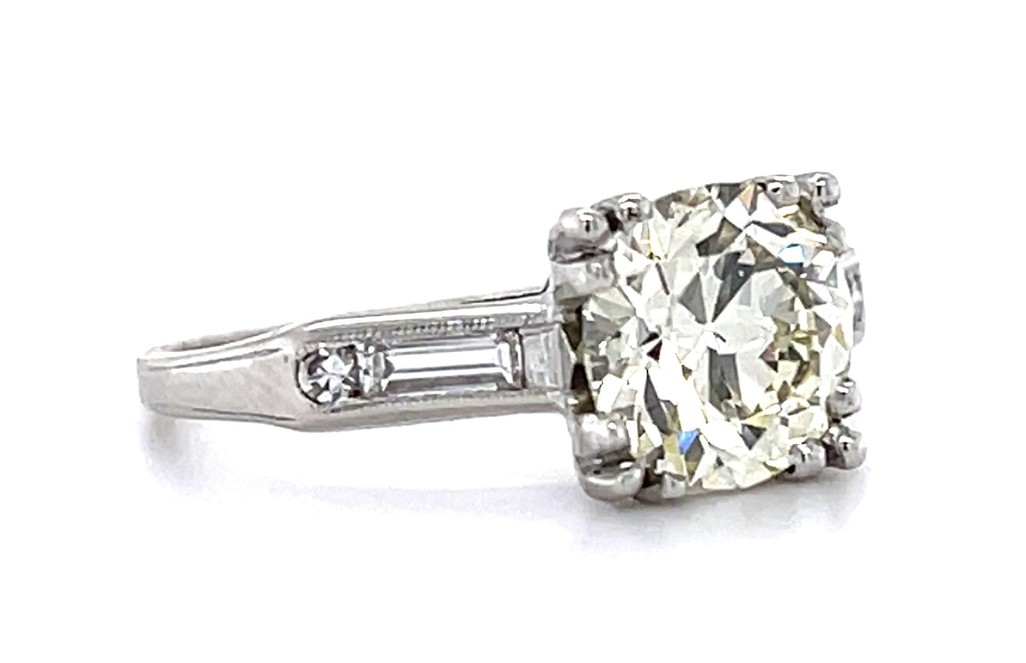 Original Art Deco 1.77ct O/VVS2 Old Euro Diamond Platinum Ring (Antique 1930s)