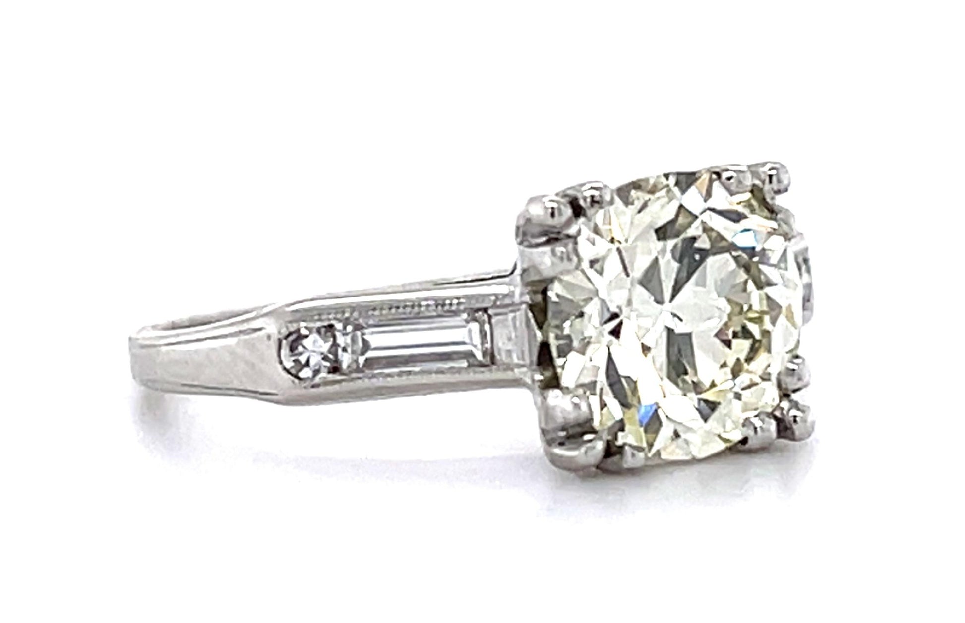 Original Art Deco 1.77ct O/VVS2 Old Euro Diamond Platinum Ring (Antique 1930s)