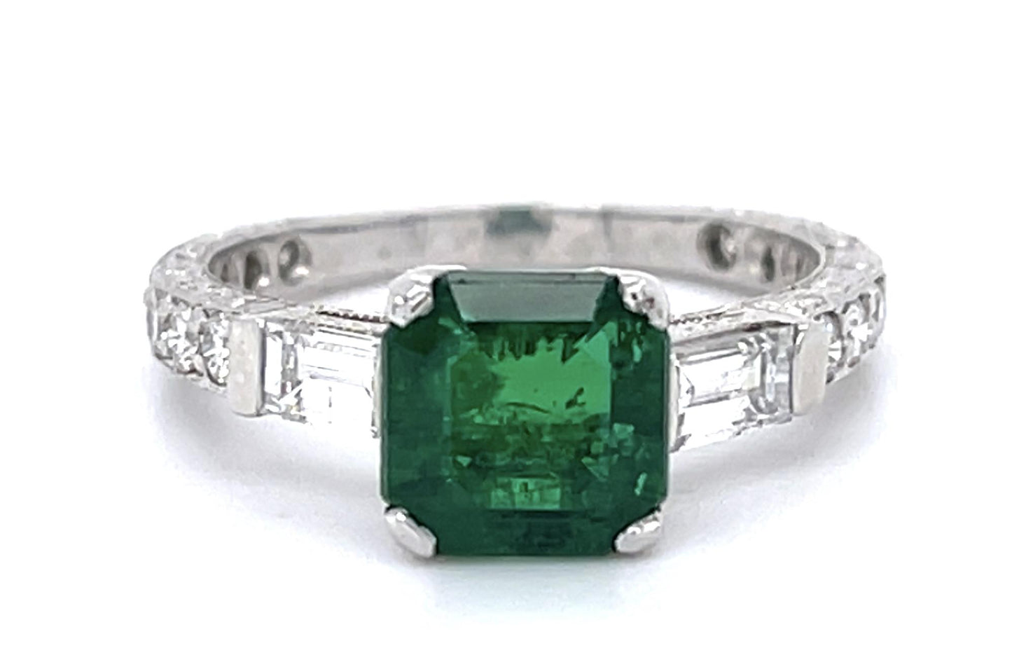 Estate  1.77ct Muzo Emerald &  0.86ctw Diamond Ring No Cert Size 6.50