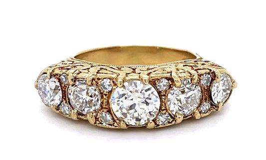Five Stone Old European Diamond Handmade Ring