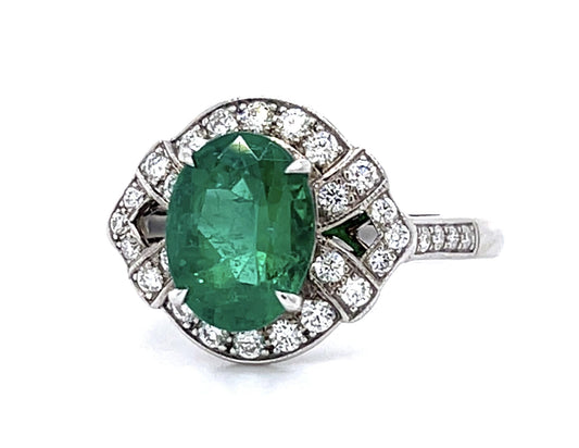 1.89ct Emerald .37ct Diamond 18KW Estate Ring 4.17g 6.50 Size