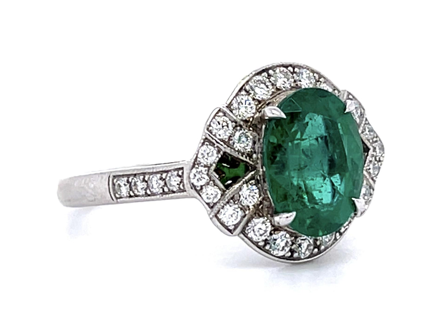 1.89ct Emerald .37ct Diamond 18KW Estate Ring 4.17g 6.50 Size