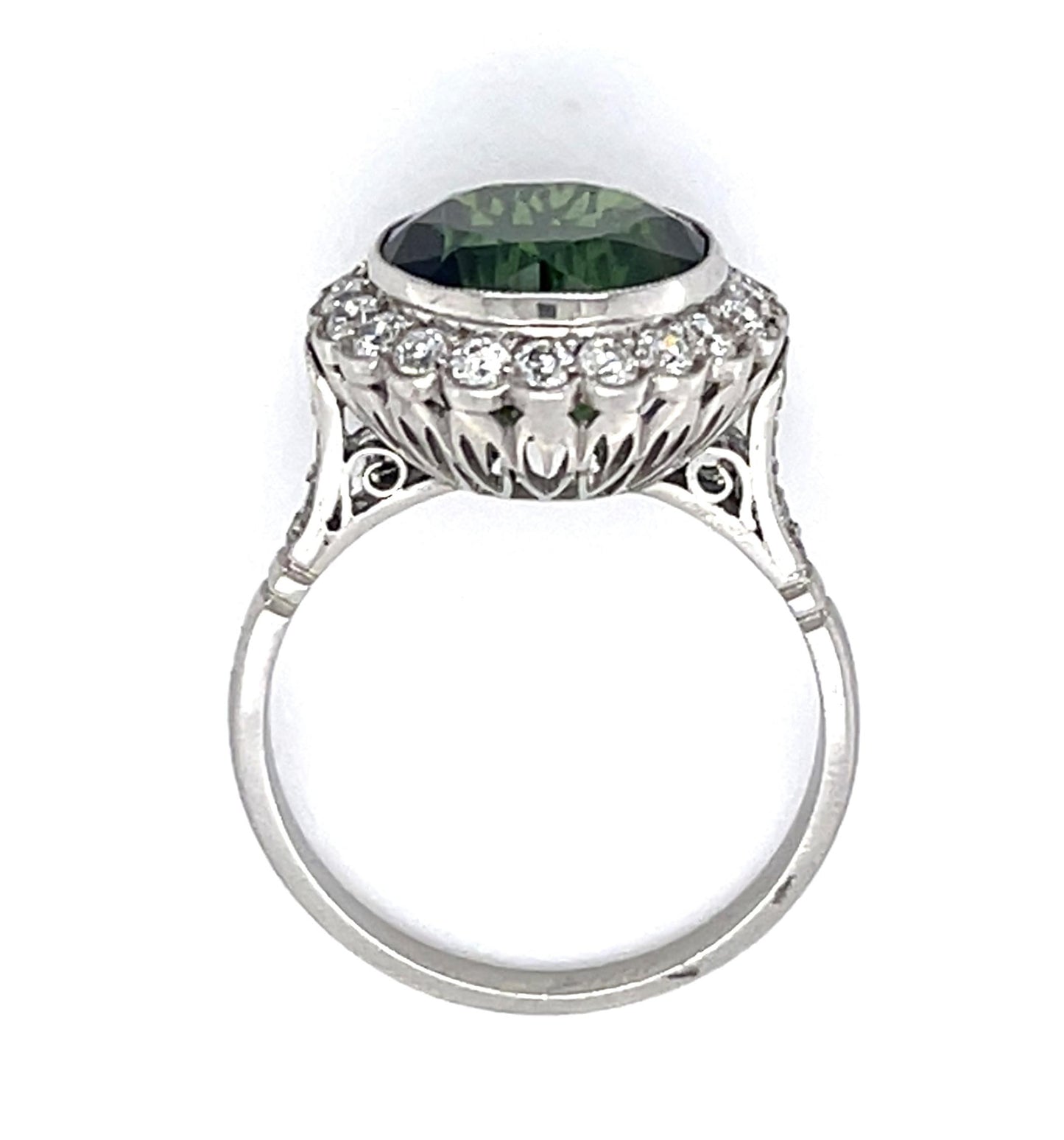 4.74ct Green Tourmaline & .61ctw Diamond PT Ring 5.50gr Size 7