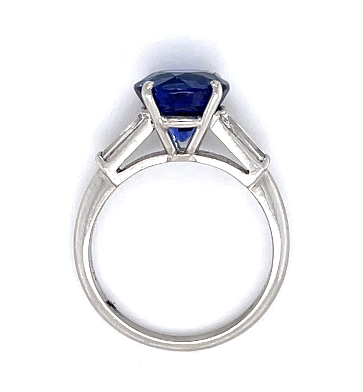 PL Sapphire &  Diamond Ring 4.3gr 3.22ct(sap) 0.40ct twt(dia) Circa 1960s ESTATE