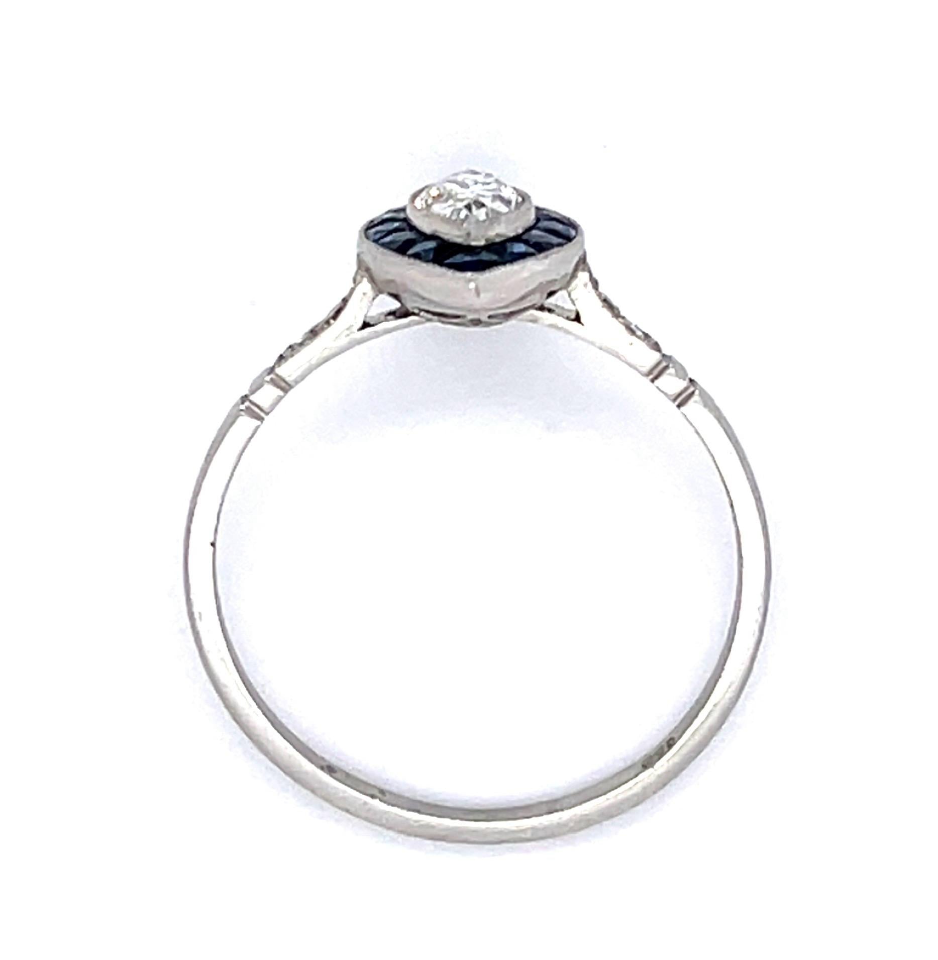 0.40ct Diamond &  0.42ctw Sapphire Ring Handmade Sd .06ct Size 7.25