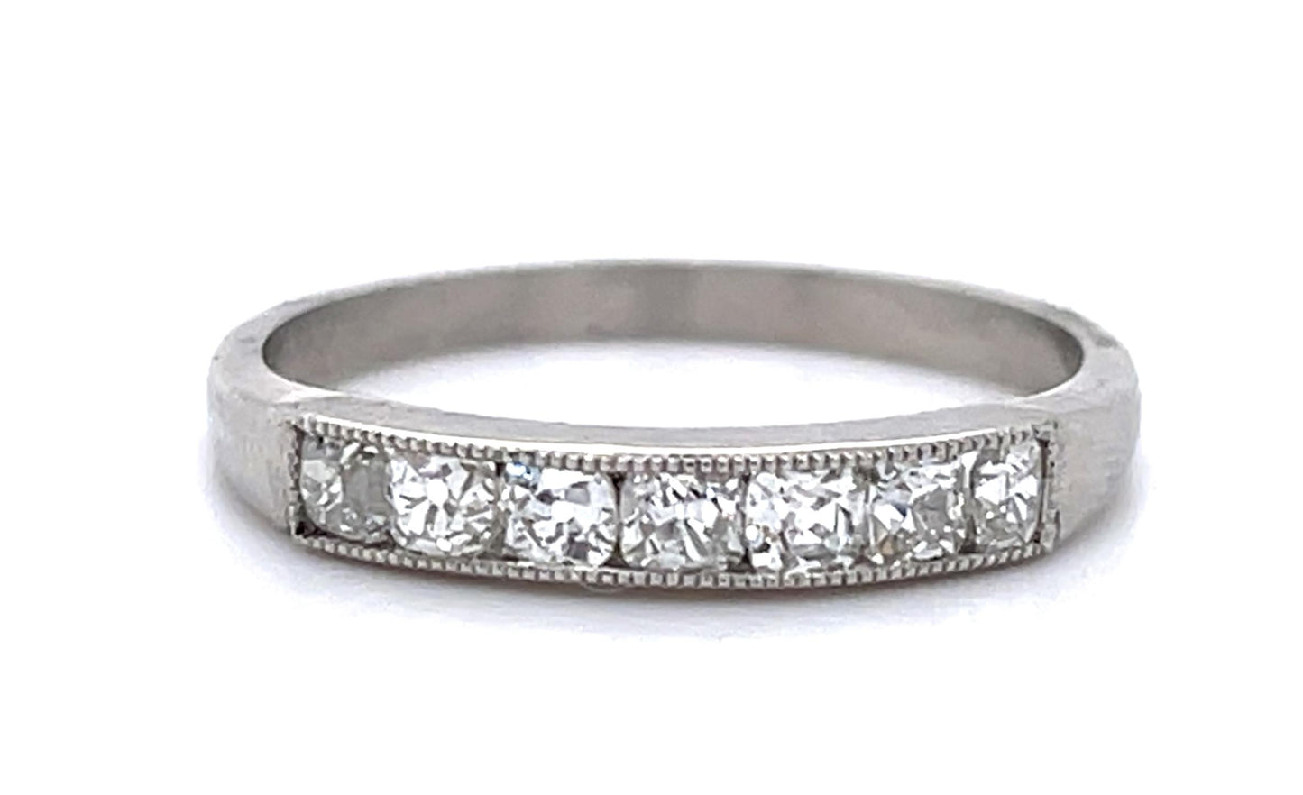 .58ct French cut Diamond Platinum Band 7.50 Size 3.13g