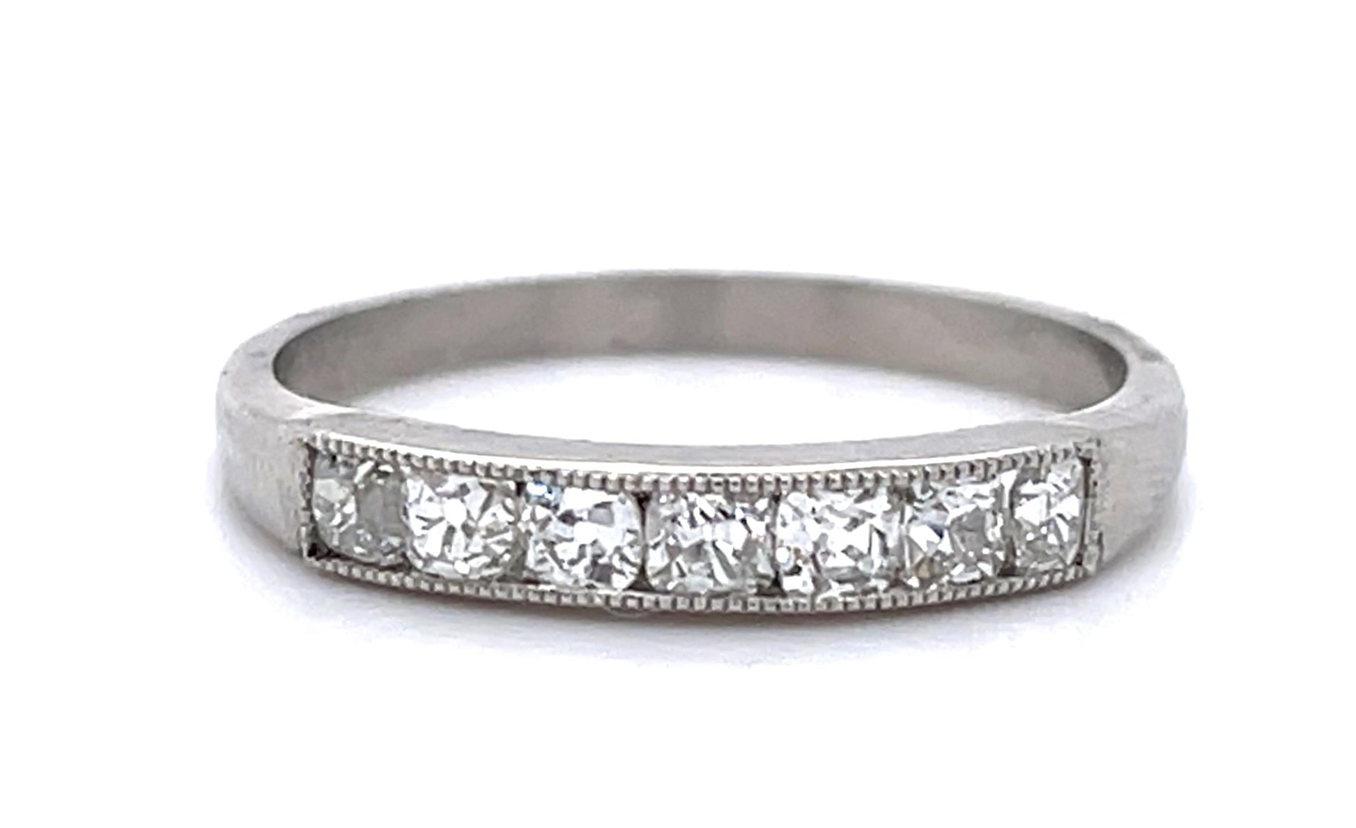 .58ct French cut Diamond Platinum Band 7.50 Size 3.13g