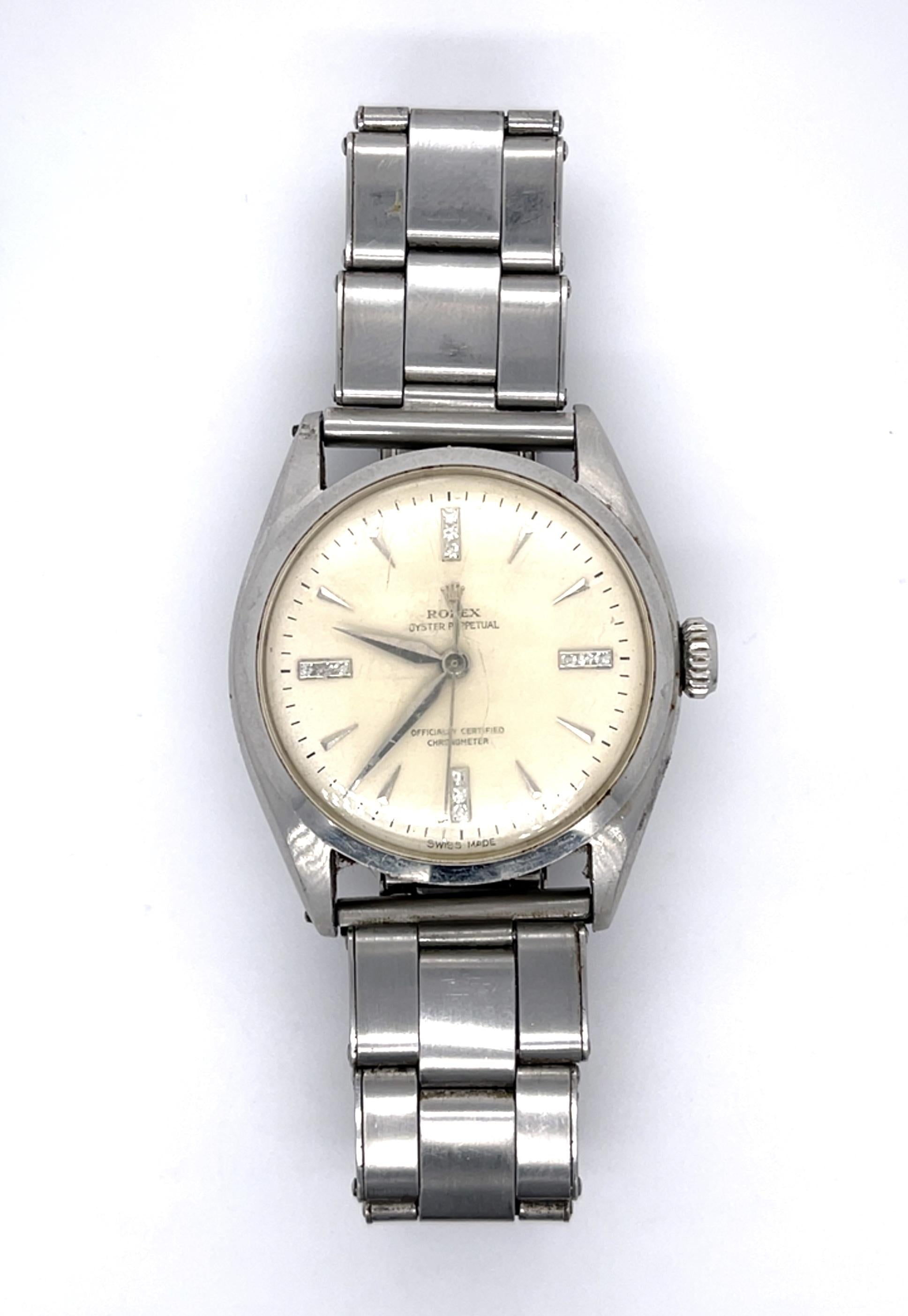 Rolex Oyster Perpetual Diamond Stainless Steel Watch #6084 #709038 ...