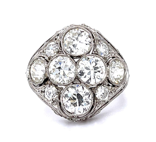 Original Art Deco .71ct+.69ct Old Euro Center Diamonds PT Ring (Antique 1920s)