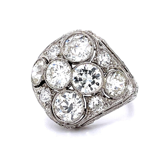 Original Art Deco .71ct+.69ct Old Euro Center Diamonds PT Ring (Antique 1920s)