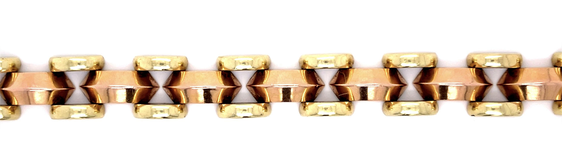 Original Retro 14KY 2 Tone Bracelet (Vintage 1940s) 28.02g 7.25"
