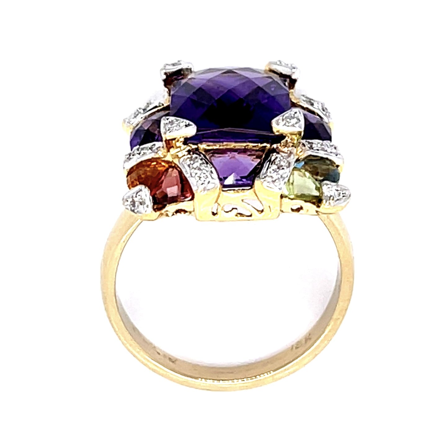 7ct Multicolor Gemstone .16ct Diamond 18KY Ring Bellarri Signed 7.30g 6.75 Size