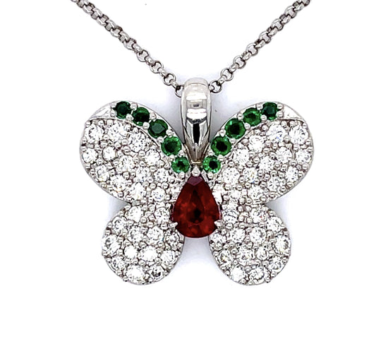PT Diamond & Ruby Pendant 11gr 1.33ct(dia) 1.01ct twt(rby) .39ct(eme) ESTATE