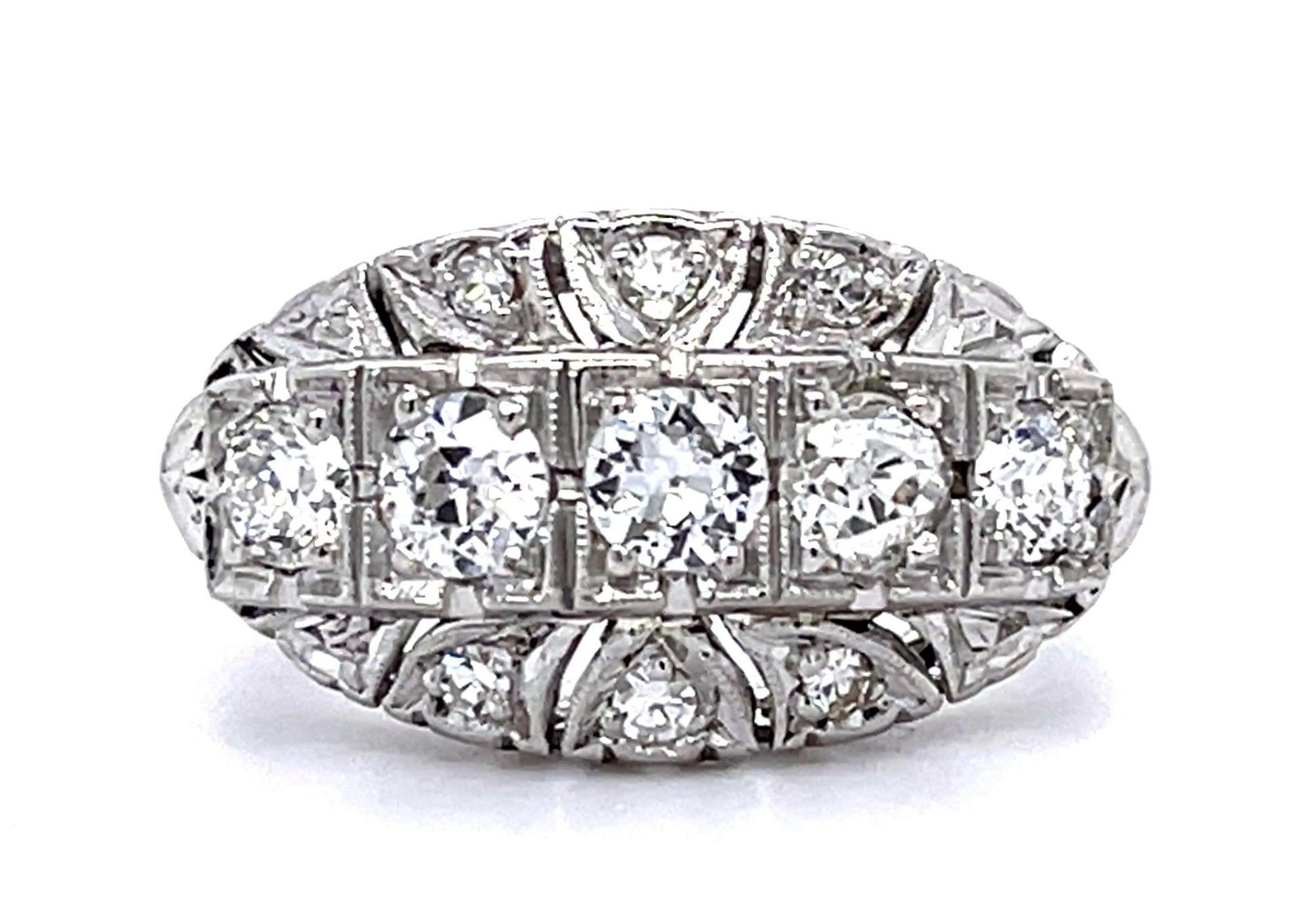 Art Deco .75ct Old European Diamond PT Ring (Vintage 1930s) .12ct SD 5.50g 7.50