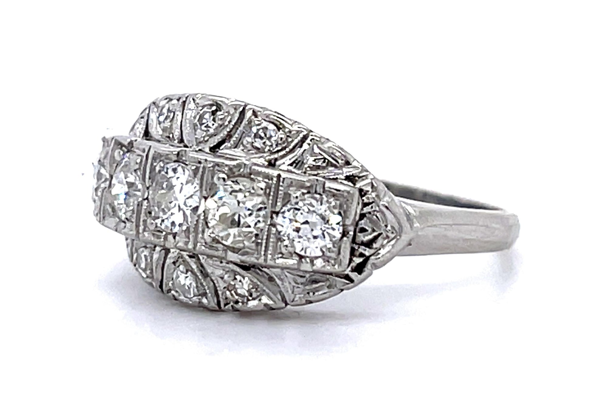 Art Deco .75ct Old European Diamond PT Ring (Vintage 1930s) .12ct SD 5.50g 7.50
