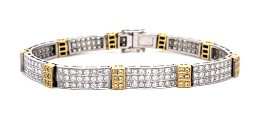 4.75ct (273 Diamonds) 18K 2 Tone Bracelet 27.20g 7.25"