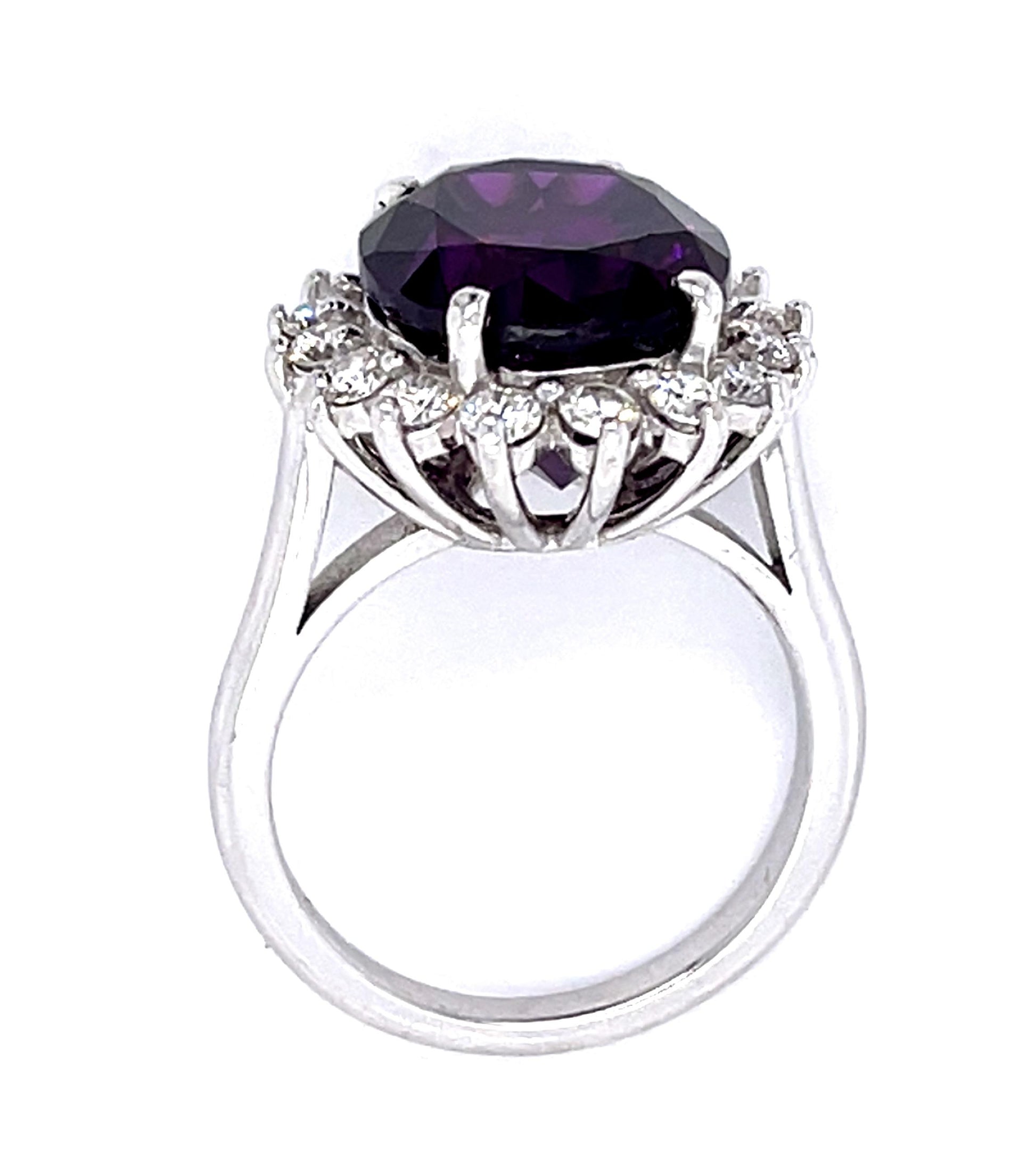 14KW Purple Mozambique Garnet &  Diamond Ring 10.48ct(gr) 0.96ct twt(dia) ESTATE