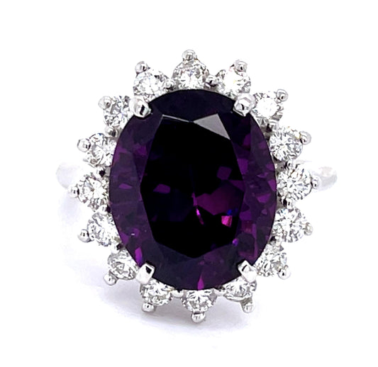 14KW Purple Mozambique Garnet &  Diamond Ring 10.48ct(gr) 0.96ct twt(dia) ESTATE