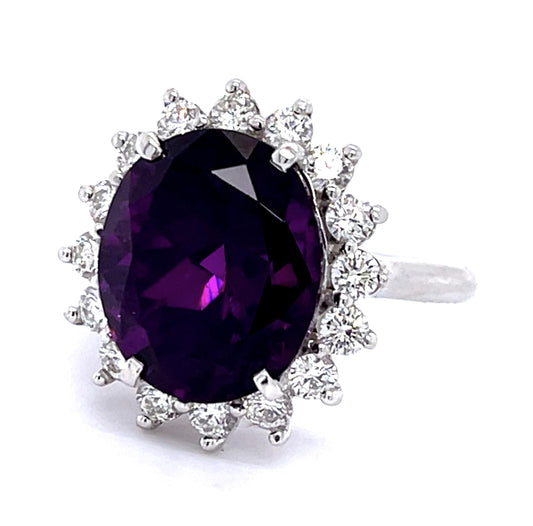 14KW Purple Mozambique Garnet &  Diamond Ring 10.48ct(gr) 0.96ct twt(dia) ESTATE