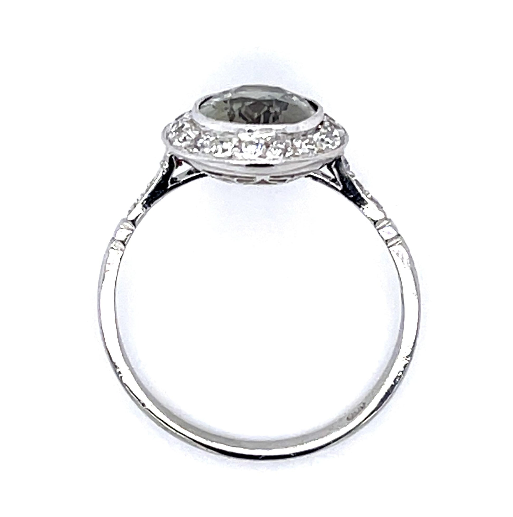 2.50ct Alexandrite .54ct Diamond Platinum Handmade Ring 3.20g 7.50 Size