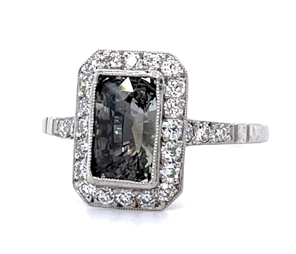 1.85ct Sri Lanka Alexandrite .34ct Diamond PT Handmade Ring 3.10g 7 Size