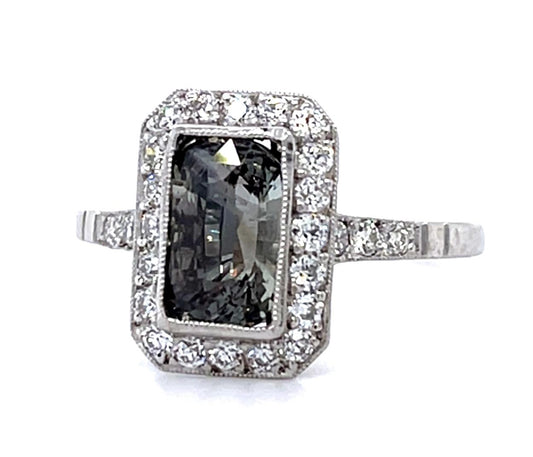 1.85ct Sri Lanka Alexandrite .34ct Diamond PT Handmade Ring 3.10g 7 Size