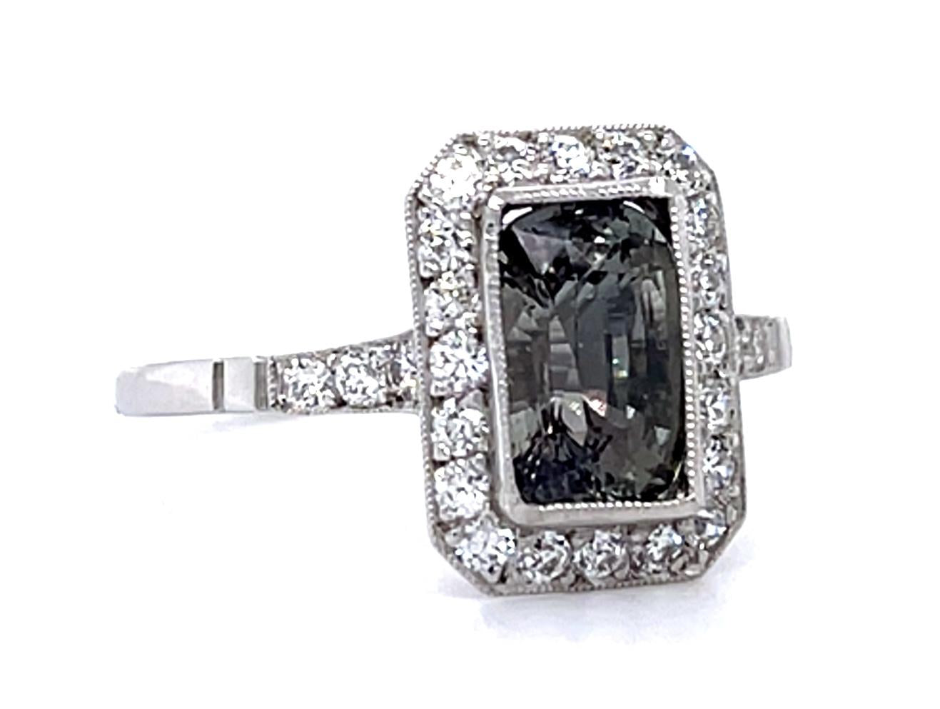 1.85ct Sri Lanka Alexandrite .34ct Diamond PT Handmade Ring 3.10g 7 Size