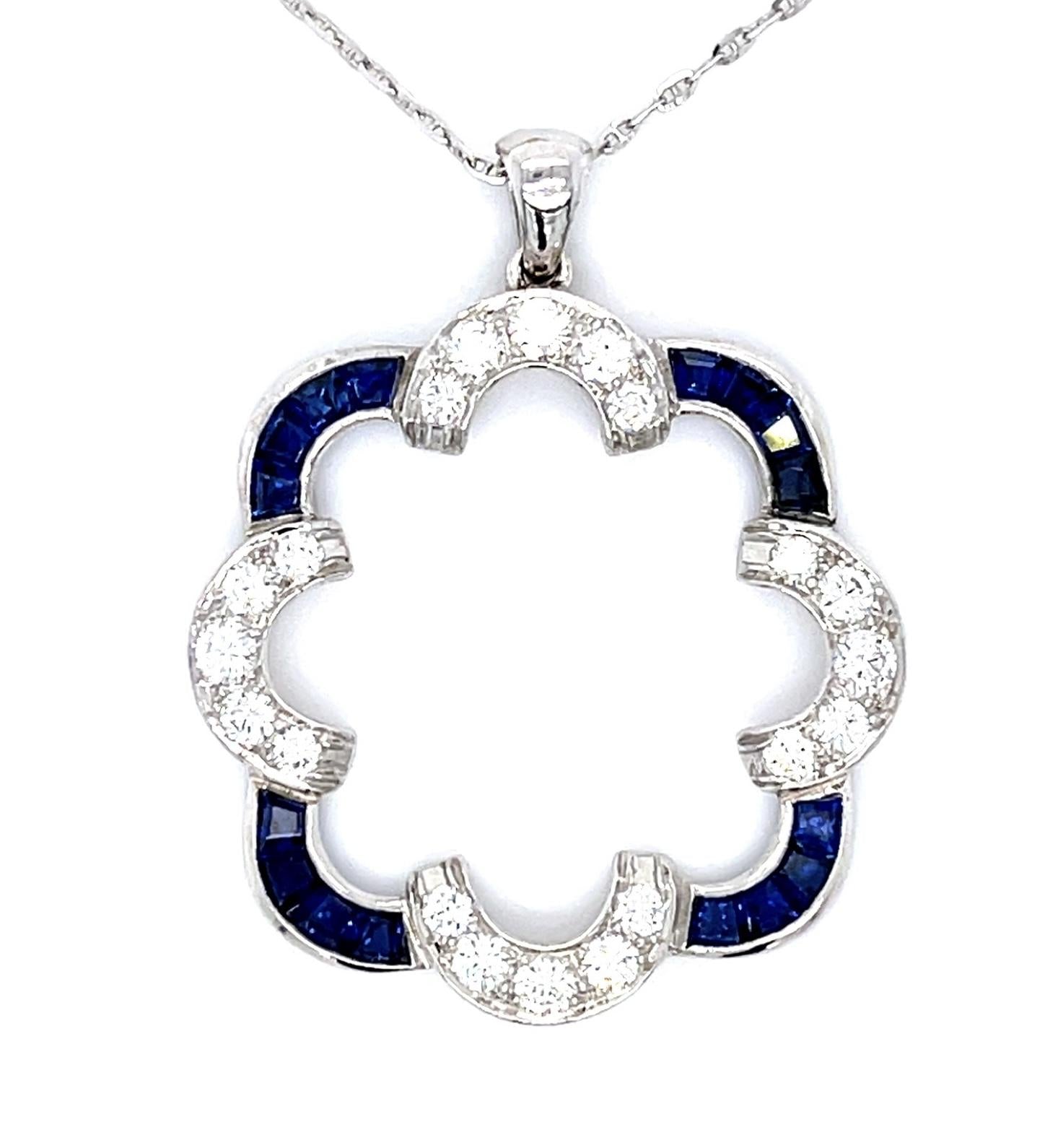 1.75ct Sapphire 1.30ct Diamond 18KW Pendant 5.70g