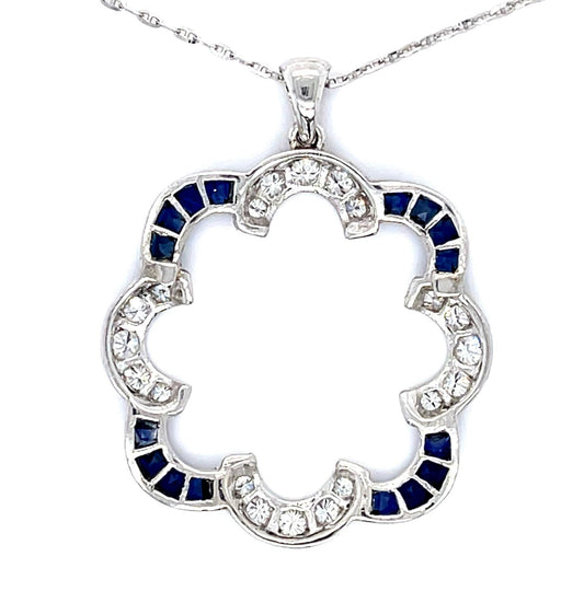 1.75ct Sapphire 1.30ct Diamond 18KW Pendant 5.70g