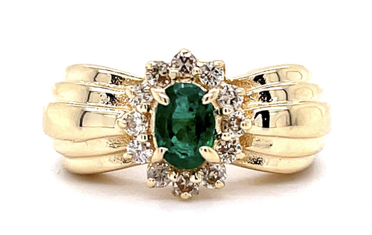 .65ct Emerald .30ct Diamond 14KY Ring 6.50g 5.50 Size