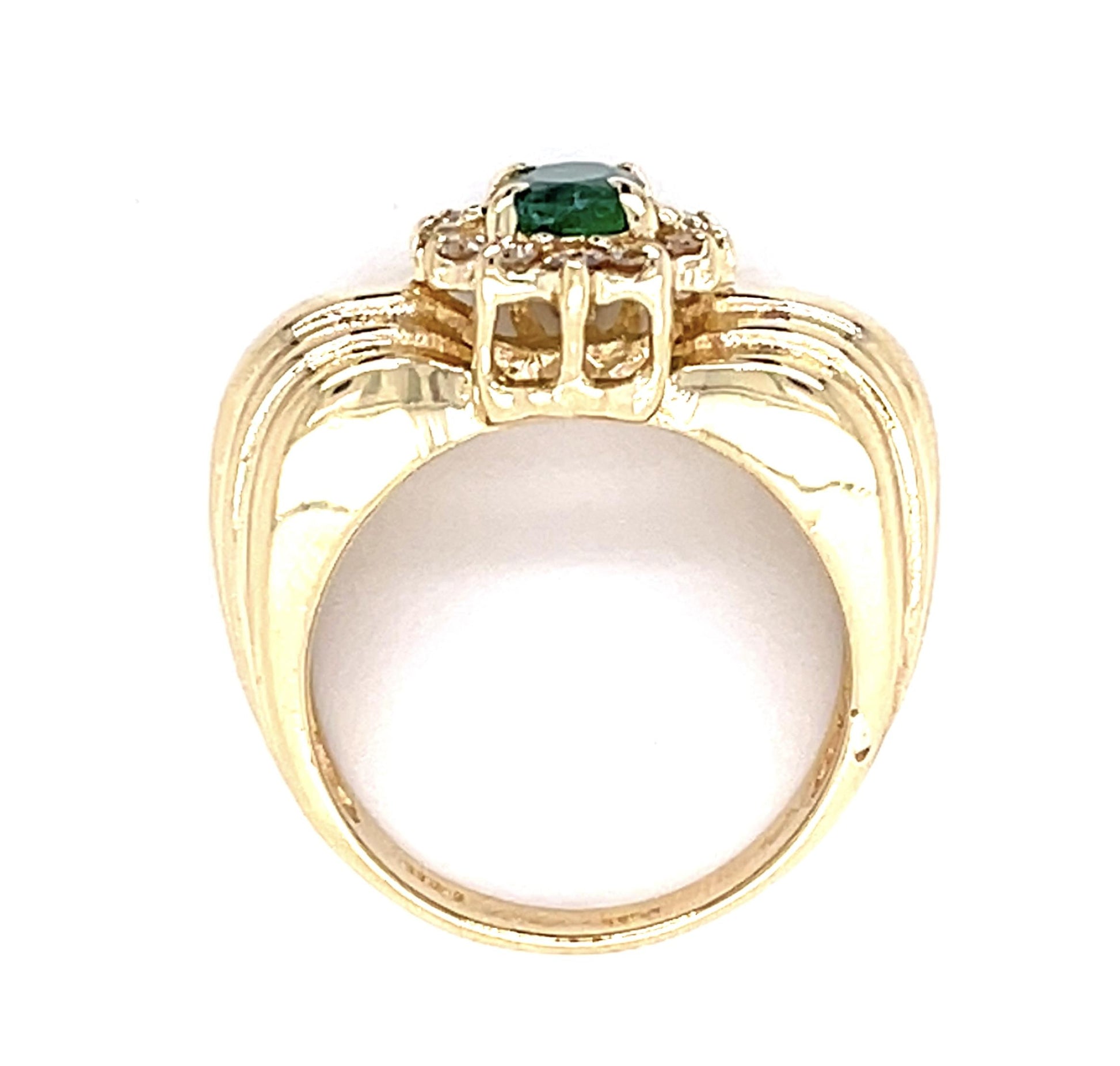 .65ct Emerald .30ct Diamond 14KY Ring 6.50g 5.50 Size
