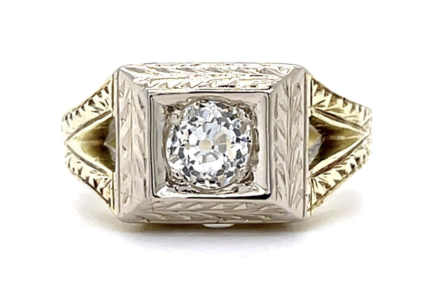 Original Art Deco .72ct Old Mine Diamond 14KY Ring (Vintage 1930s) 6.77g 7.50